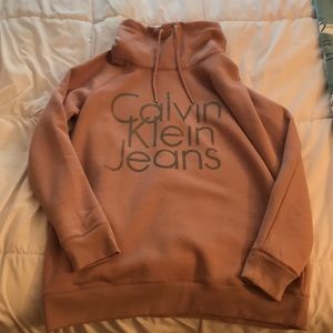 Calvin Klein jeans hoodie pink. Cowl neck.